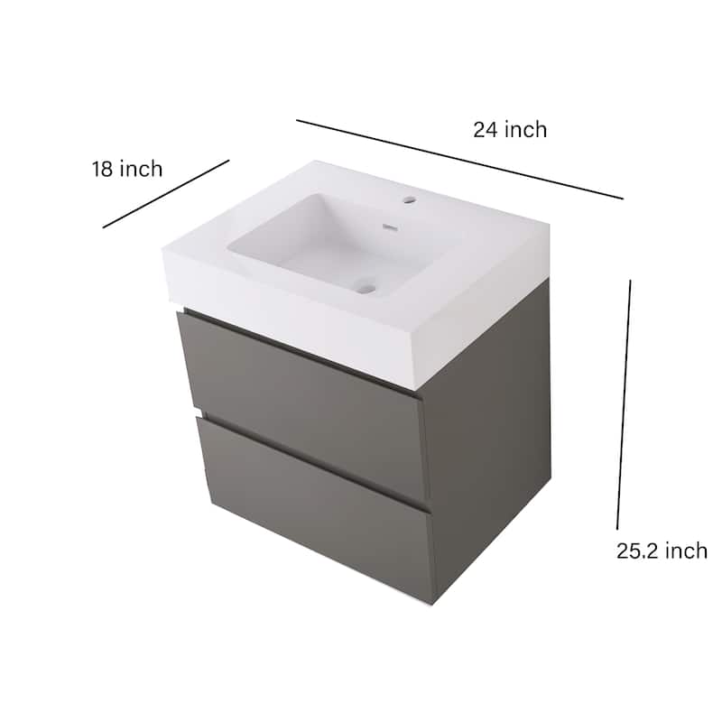 Floating Bathroom Vanity with Solid Surface Top