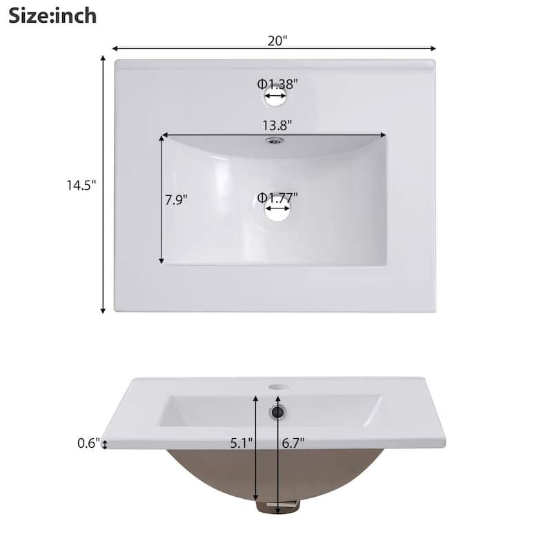 Bathroom Vanity with Sink, Small Bathroom Cabinet with Storage Racks, Single Basin Vanity Set with Soft-Close Door
