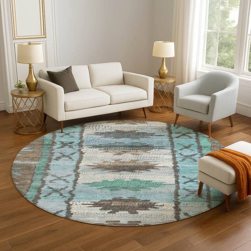 Premium Washable Super Soft Southwest Global Mayfield Rug - Brown - 8' x 8'