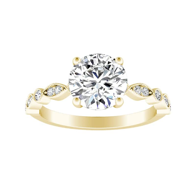 Auriya 14k Gold Vintage 2 1/2ct Round Moissanite Engagement Ring - 5.5 - Yellow