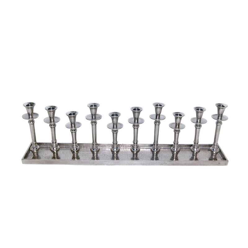Nickel Aluminum 10-Candle Holder-ST - Raw Nickel