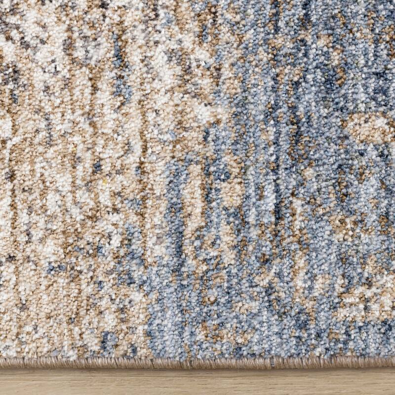 Olivia Collection - Distressed Blue Beige Area Rug