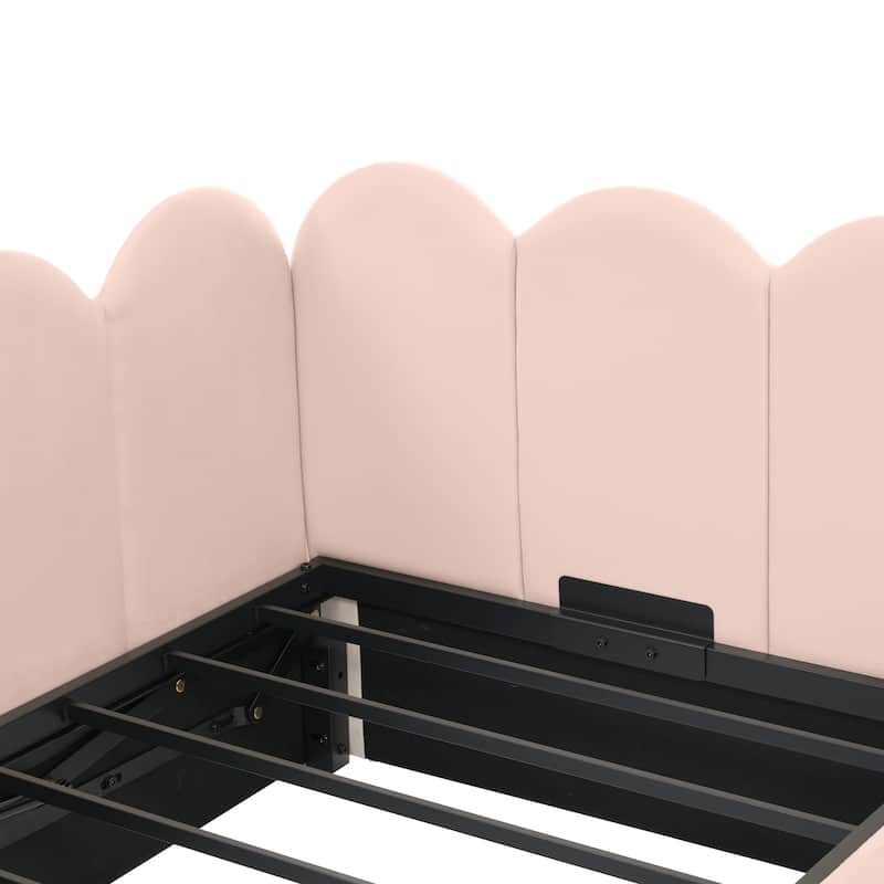 Roomfitters Upholstered Twin Size Ottoman Daybed with Storage, Sofa Bed with Metal Slat Frame, Velvet