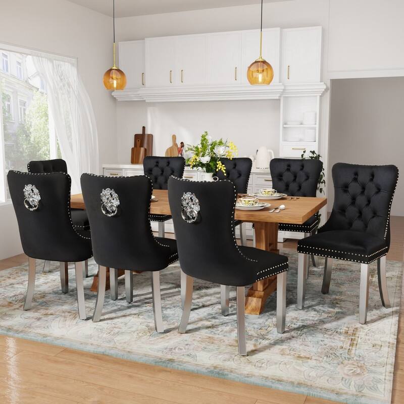 Contemporary Velvet Upholstered Dining Chair Set of 4