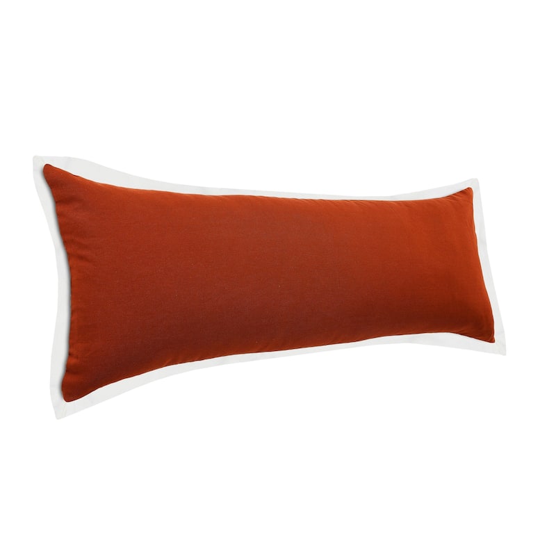 HomeRoots 14" X 36" Red And White 100% Cotton Geometric Zippered Pillow