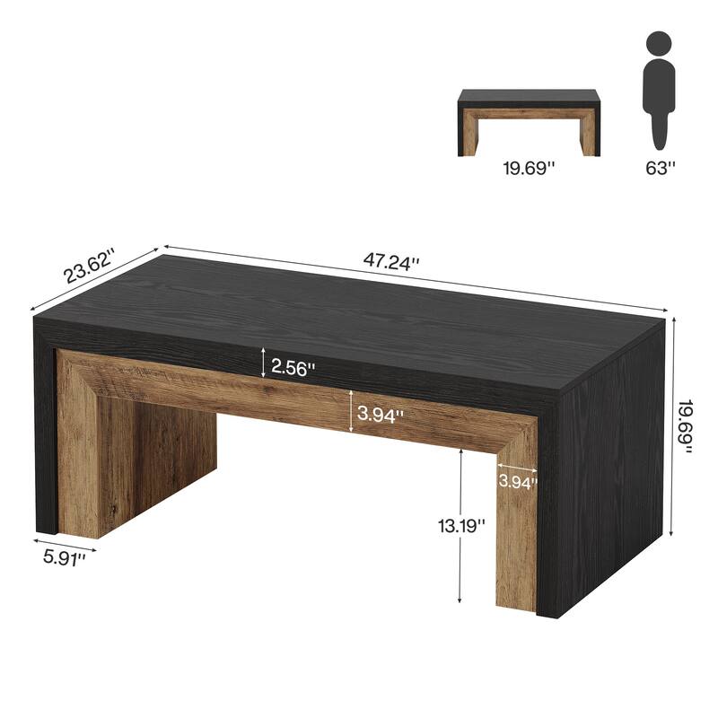 47'' Rectangle Coffee Table Accent Center Table with Sturdy Base