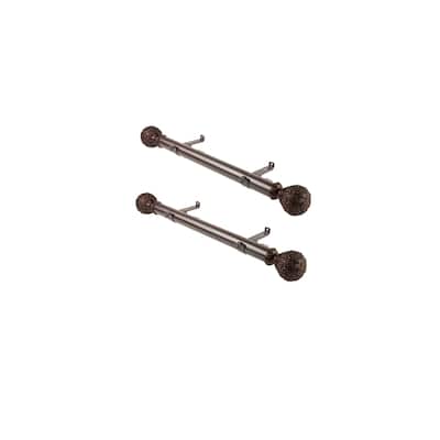Vintage Curtain Rods Set of 2, 18 Inch Steel Rods with Resin Finials, Window Decor - M