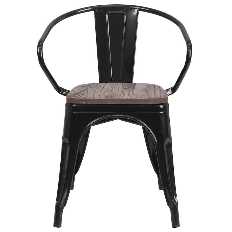 Metal Chair with Wood Seat and Arms