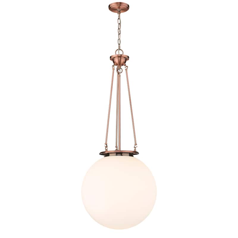 Innovations Lighting Beacon - 1 Light 18" Pendant - Antique Copper/Matte White