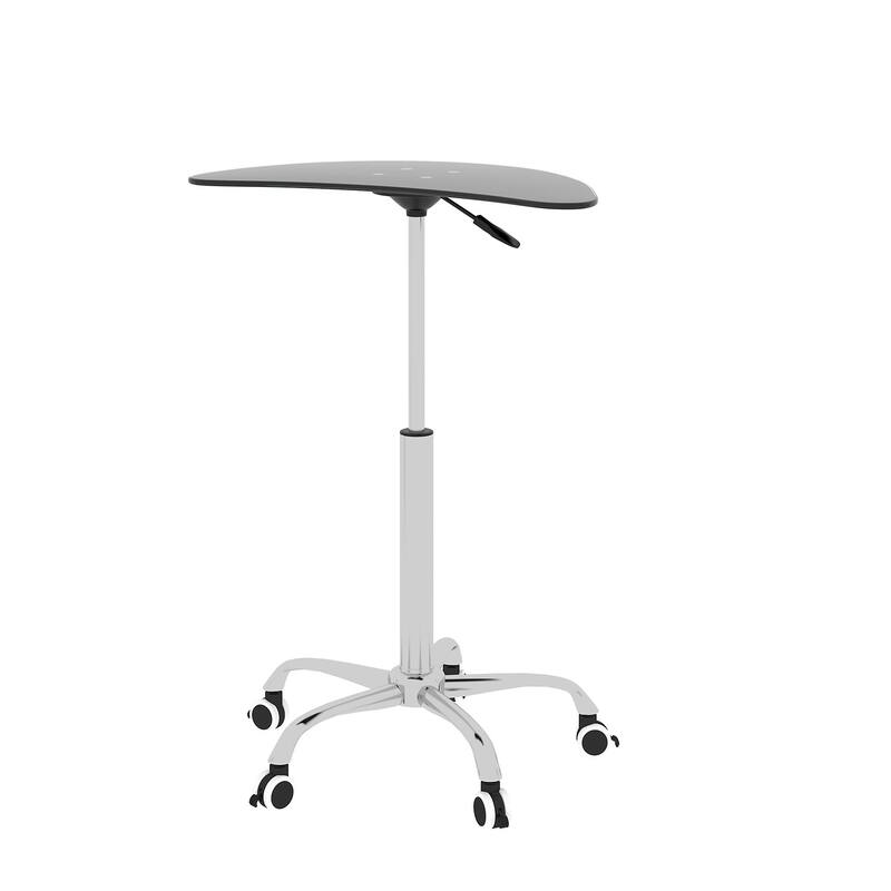 Adjustable Height Tempered Glass Standing Desk/Laptop Stand, with Lockable Wheels