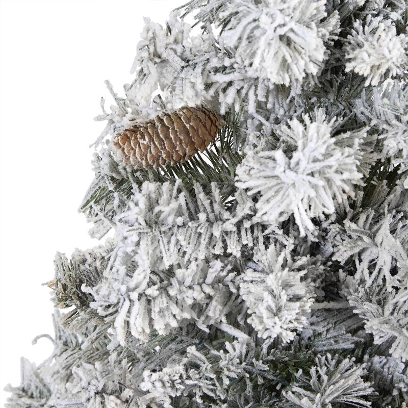 5' Flocked with White Pinecones Artificial Christmas Tree, Unlit - 5 Foot