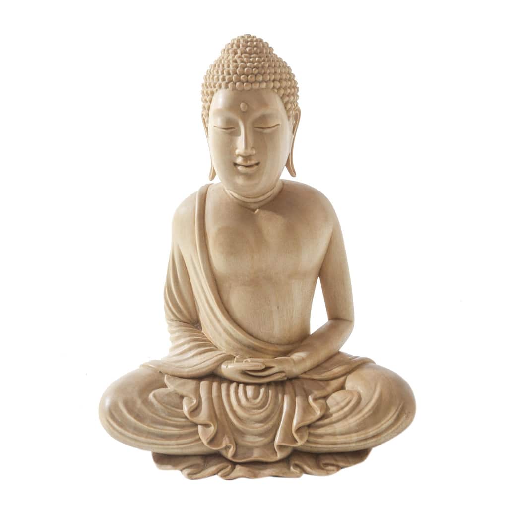 Novica Handmade Buddha Affirms Wood Sculpture