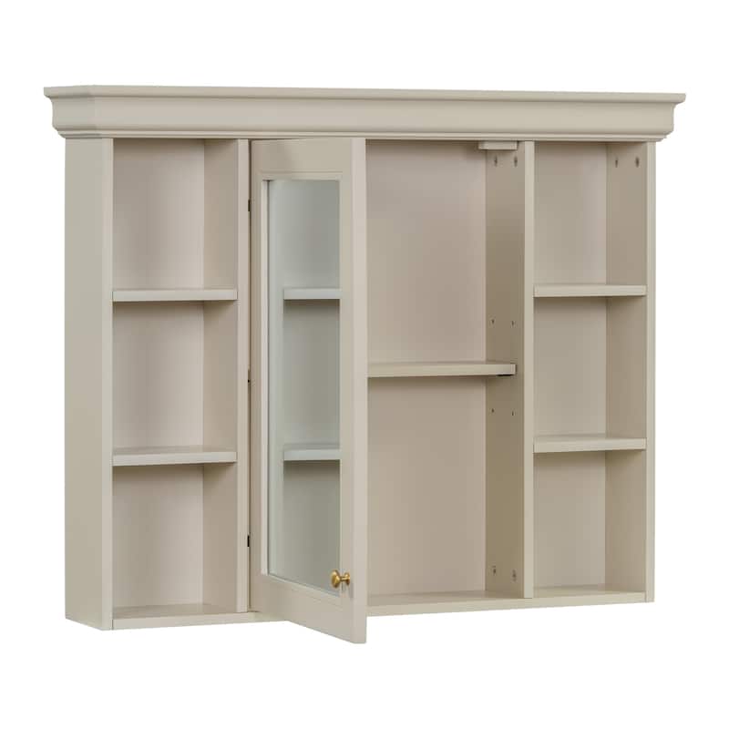 Wall Mounted Bathroom Storage Cabinet, Bathroom Wall Cabinet with Mirror Door, Medicine Cabinet with 6 Open Shelves