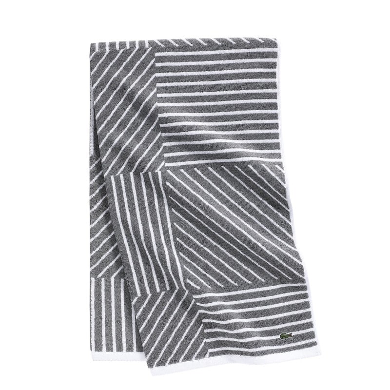 Lacoste Guethary Stripe Cotton Bath Towel - Meteorite