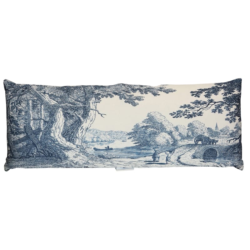 StyleCraft Reverie Toile Pillow - 36" x 14" - Indigo, Ivory