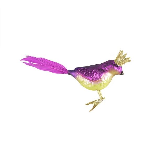 Shop 8 Purple And Green Glass Bird With Crown Clip On Christmas