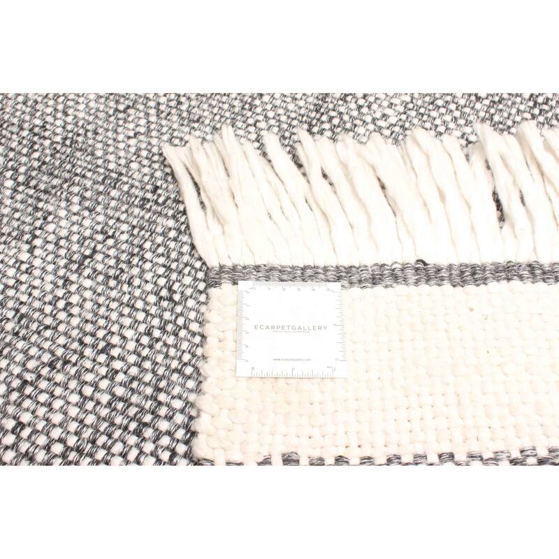 ECARPETGALLERY Braid weave Sienna Dark Grey Wool Rug - 5'1 x 7'7