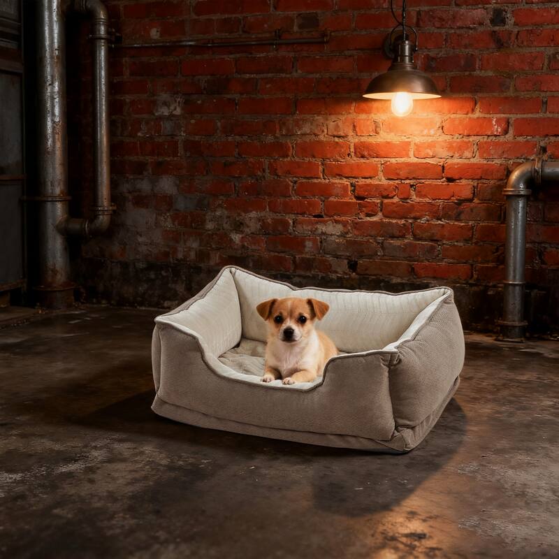 Soft Plush Bolstered Rectangle Dog Bed