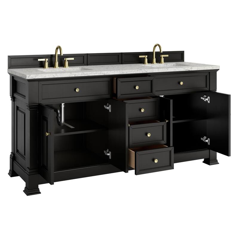 Brookfield 72" Double Vanity, Black Onyx w/FreePower Wireless Charger
