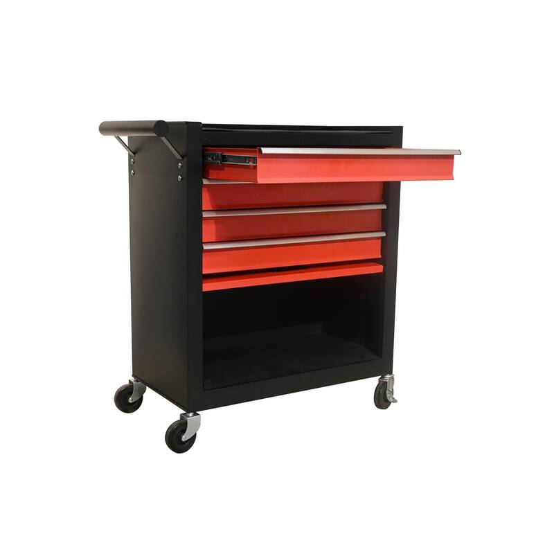 Four drawer rolling toolbox, tool cart with 4 wheels and drawers, large capacity detachable mobile tool storage cabinet