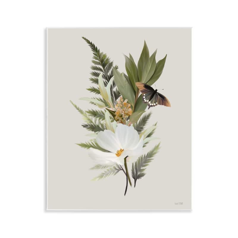Stupell Flower Sprigs & Butterfly Wall Plaque Art Design By House Fenway - 11 x 14