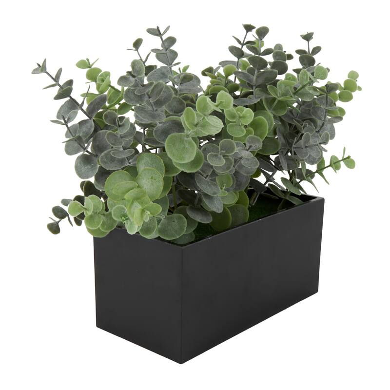 Green Faux Foliage Artificial Plant with Black Melamine Pot