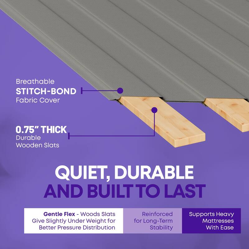 0.75" Vertical Standard Mattress Support Wooden Slats with Cover.