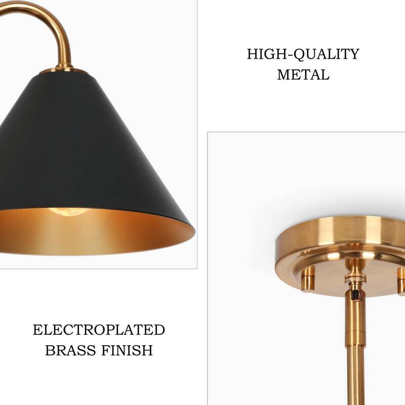 Modern Industrial 5-Light Black Gold Chandelier Metal Wheel Pendant Lights for Dining Room - 27" D x 6.5" H