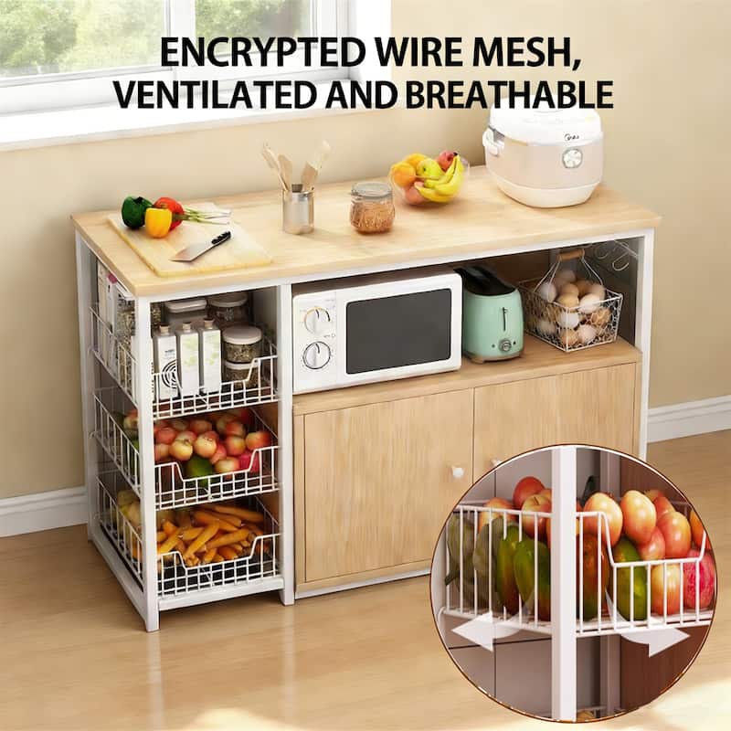 Modern Wooden Kitchen Utility Storage Buffets Shelf with Cabinet