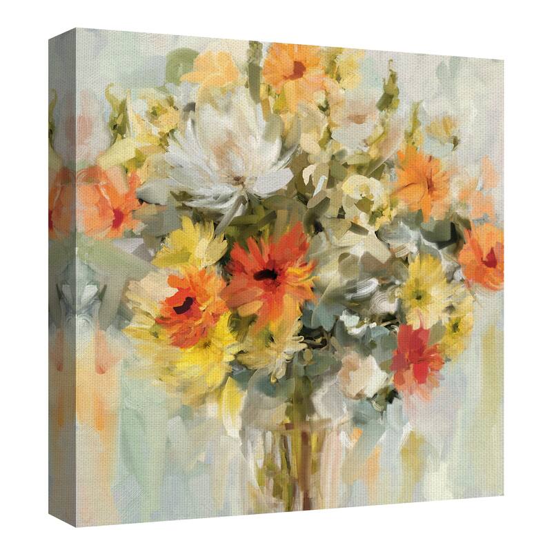 Mason Jar Flowers by Studio Arts Canvas Art Print