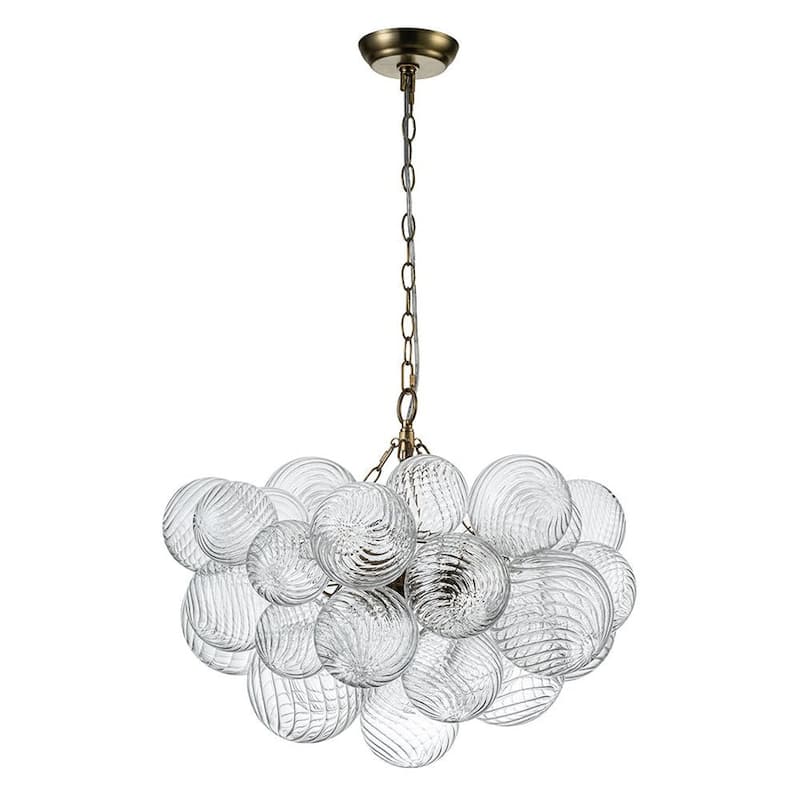 Luxury Ribbed Glass Globe Cluster Bubble Chandelier - Brass, Nickel