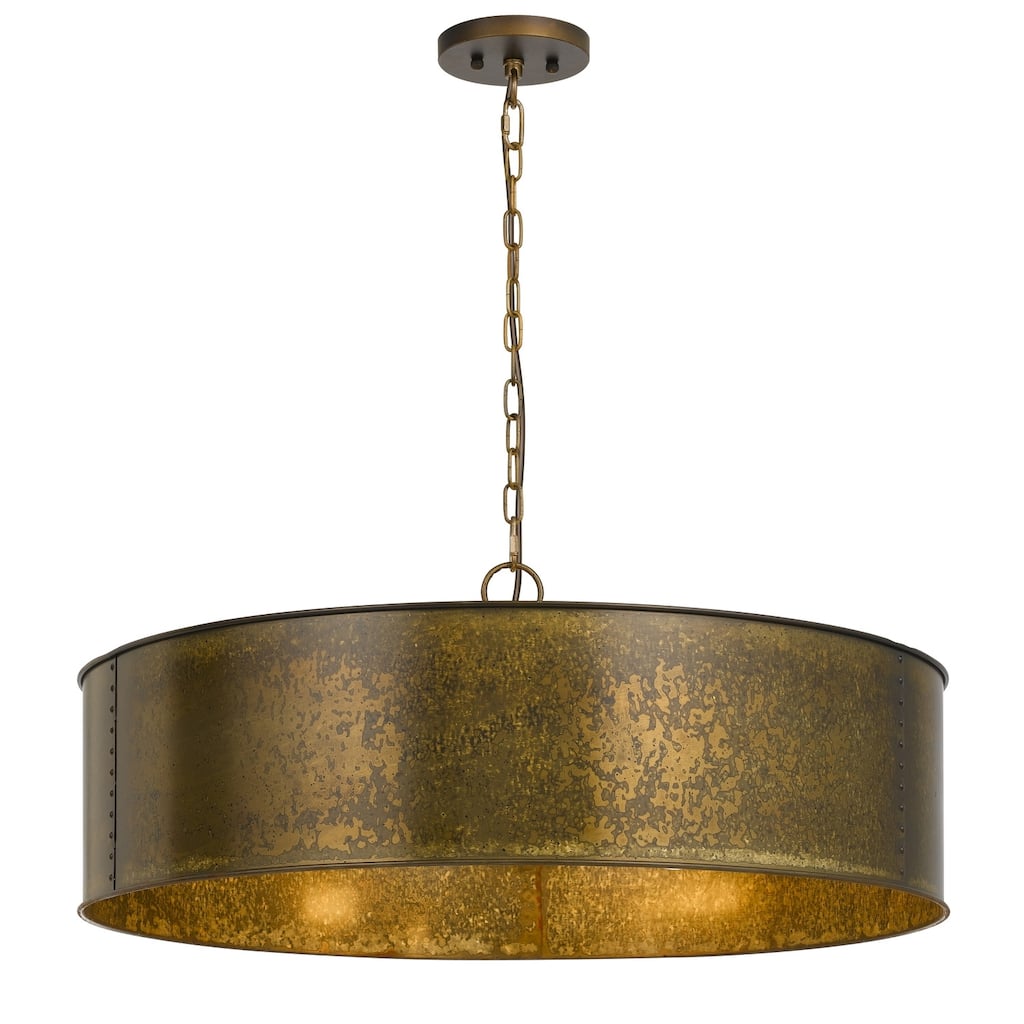 Modern Round Chandelier - 60 Inch Metal Frame, 6ft Chain, 5 Lights, Distressed Gold Finish - 8