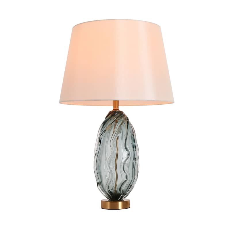Modern 25-inch Table Lamp Textured Glass Desk Lights in Blue and Gold - D15.7"*H25"