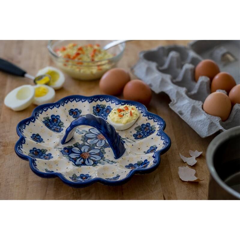 Blue Rose Polish Pottery 131 Vena Egg Plate
