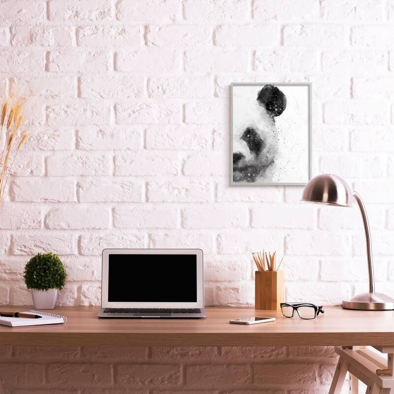 Stupell Watercolor Panda Beer Face Abstract Black White Animal Framed Giclee Art Design By Brandon Wong