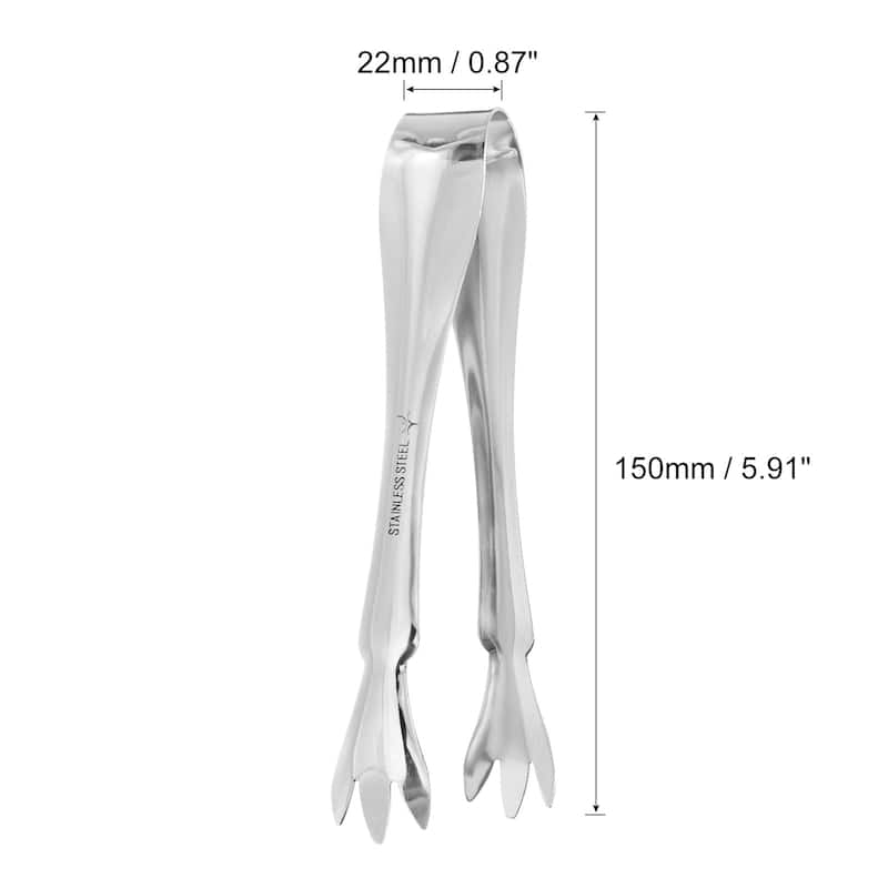 Serving Tongs, 2pcs Stainless Steel Ice Tongs, Mini Sugar Tongs Silver - 6 Inch