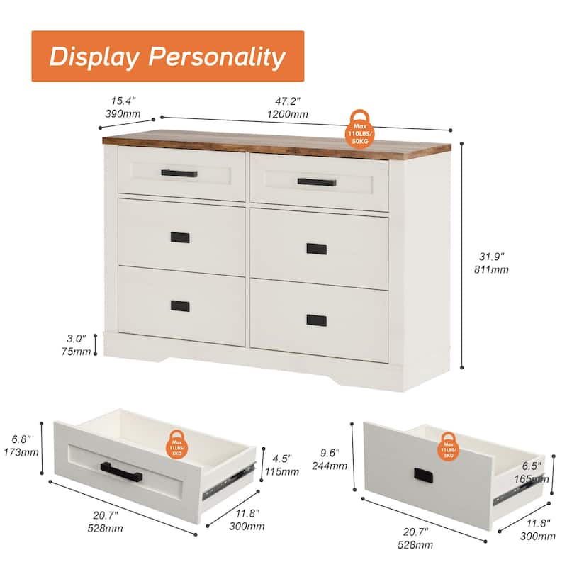 WAMPAT Dresser for Bedroom, Mid Century Modern Closet Storage Organizer