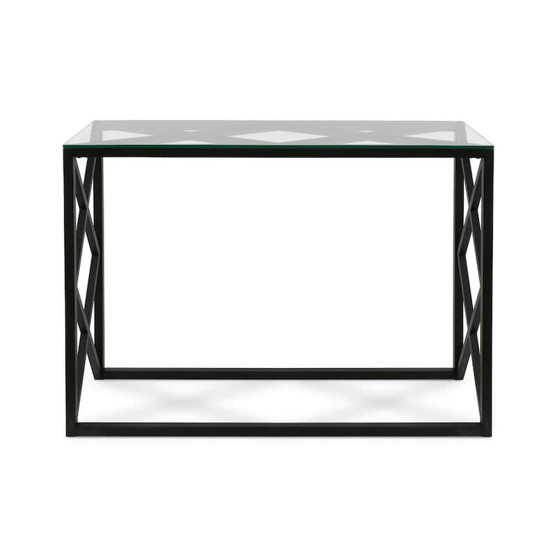Silver Orchid Stifter Geometric X-base Metal/Glass Console Table