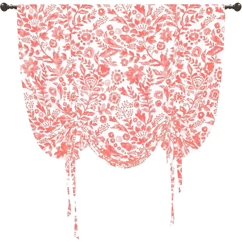 Porch & Den Ouzel Floral Watercolor Tie Up Single Curtain Panel