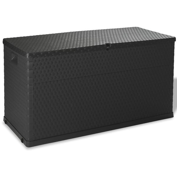 slide 2 of 8, vidaXL Patio Storage Box Anthracite 47.2"x22"x24.8" PP Rattan - 47.2" x 22.05" x 24.8"