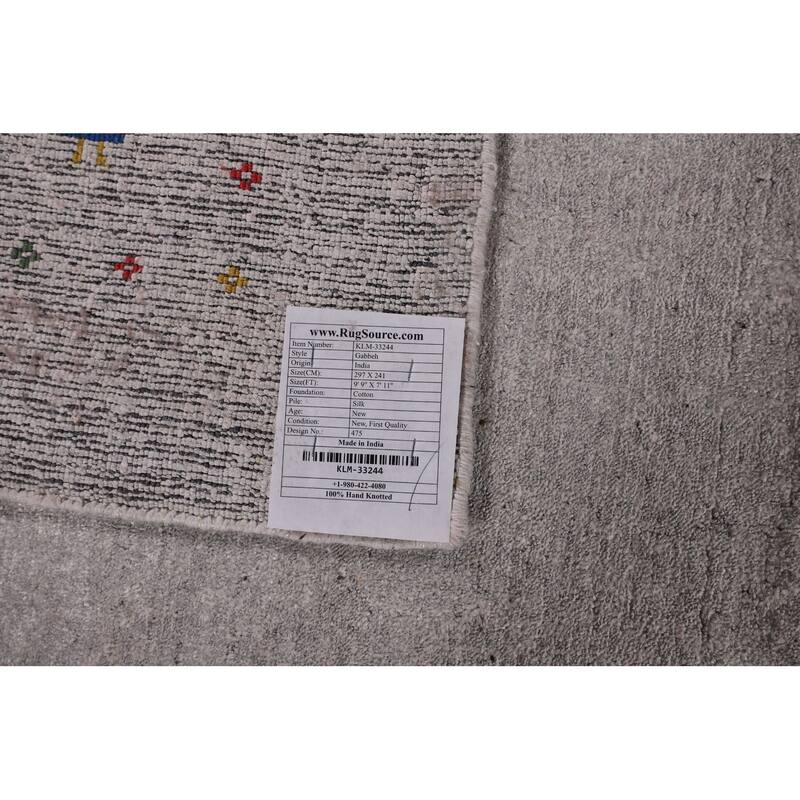 Tribal Gabbeh Oriental Area Rug Handmade Silk Carpet - 7'11" x 9'9"