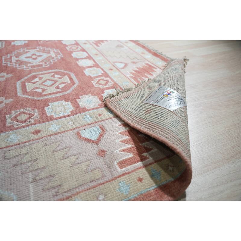 Hand-Knotted Wool Rust Traditional Geometric Modern Knotted Rug - Timeless Craftsmanship and Modern Elegance