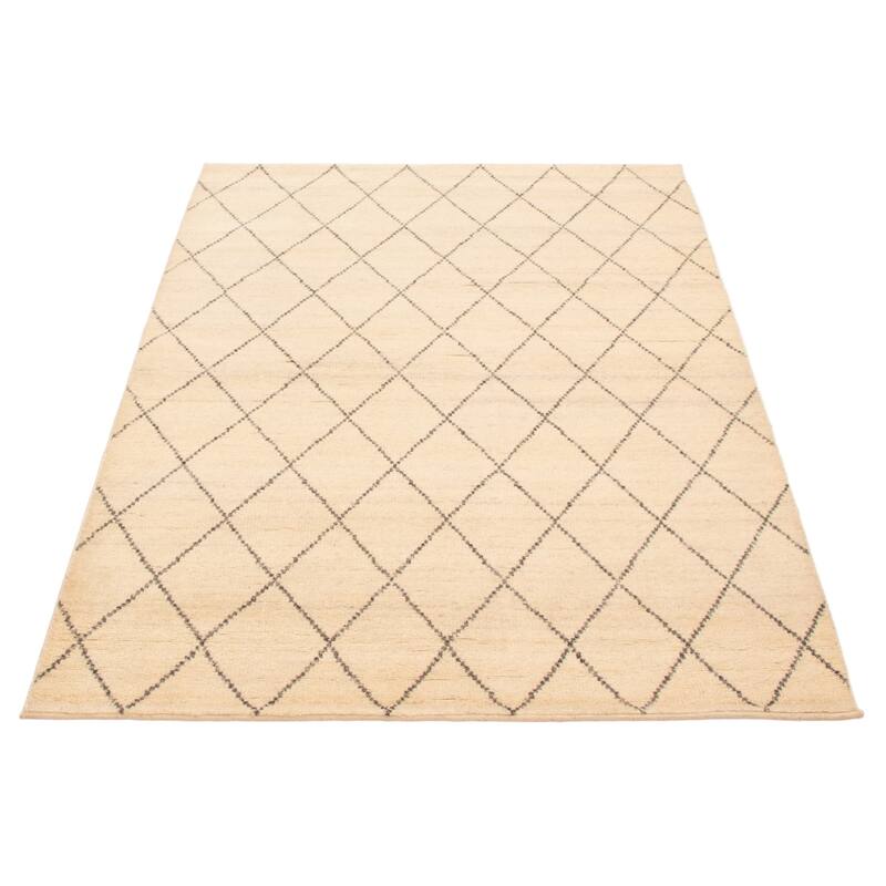ECARPETGALLERY Hand-knotted Tangier Cream Wool Rug - 5'3 x 7'8