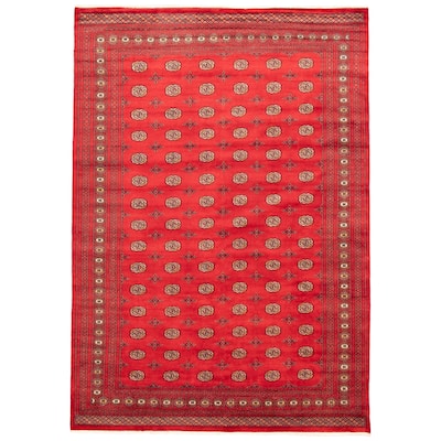 ECARPETGALLERY Hand-knotted Finest Peshawar Bokhara Red Wool Rug - 9'3 x 12'9