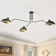 preview thumbnail 1 of 7, Farmhouse Matte Black 3-Light Semi Flush Mount Ceiling Light with Gold Leaf Black