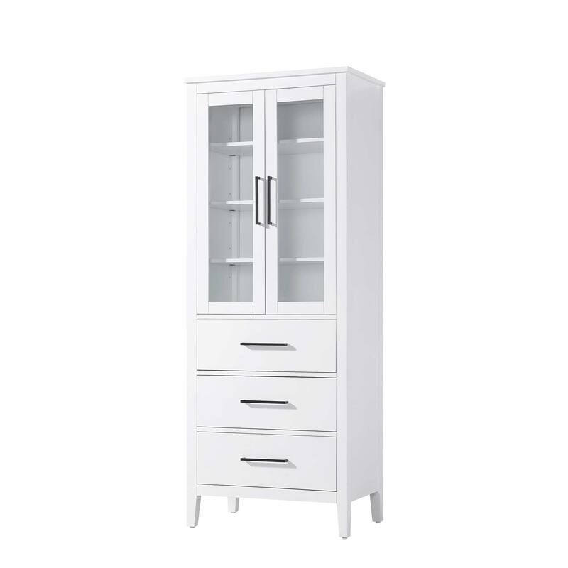 Laura 16-28 Inch Bath Storage Glass Cabinet