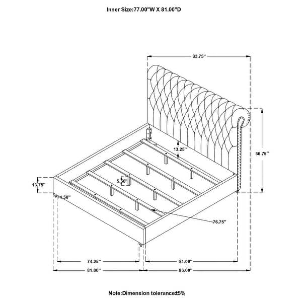 dimension image slide 1 of 8, Devon Traditional Fabric Upholstered Panel Bed