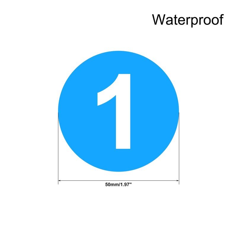 Round Number Sticker, Self Adhesive PVC Labels Waterproof - Blue