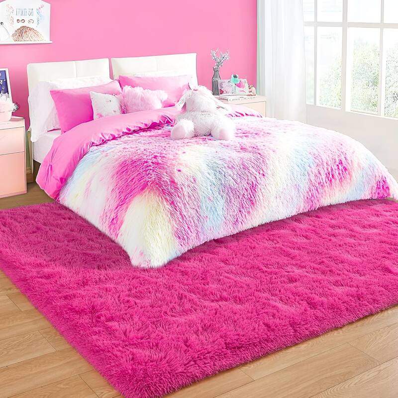 Living Room Bedroom Super Soft Pile Area Rug, Modern Shaggy Rugs, Non-Slip Pile Rugs for Kids