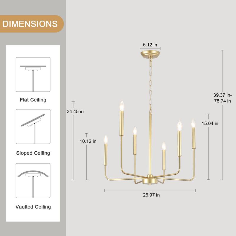 6-Light Candlestick Hanging Linear Chandelier Lighting Ceiling Light for Kitchen Island